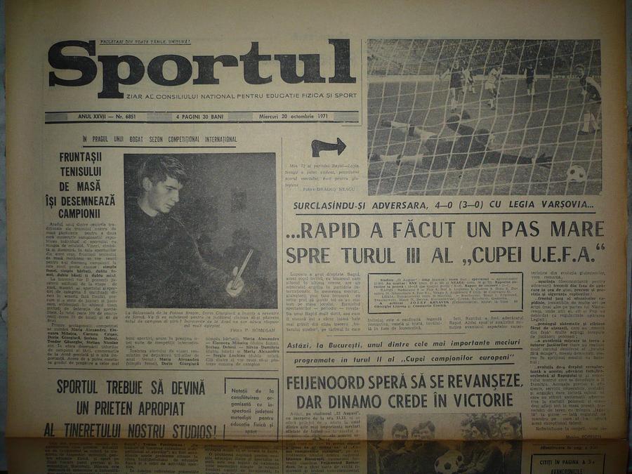 50 de ani de la un succes istoric al Rapidului în Europa: 4-0 cu Legia » Liță Dumitru a fost în rolul Nadiei