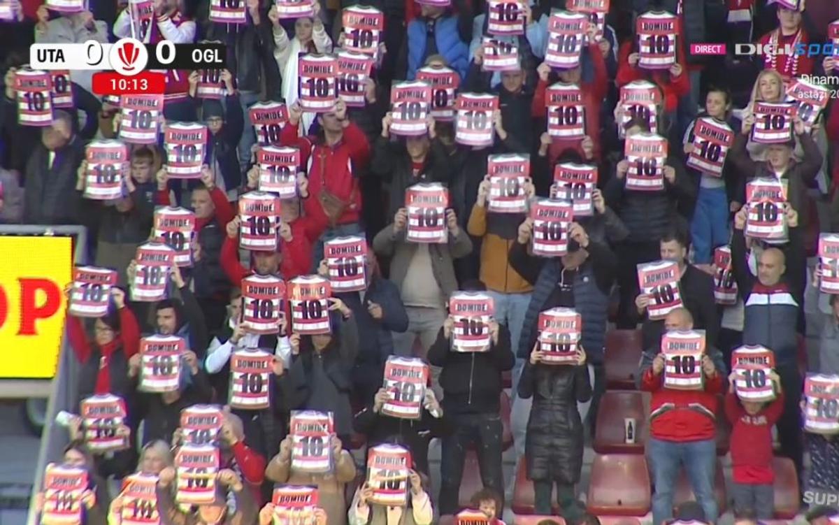 Flavius Domide, omagiat de un stadion întreg » Ce s-a întâmplat în minutul 10 din UTA - Oțelul