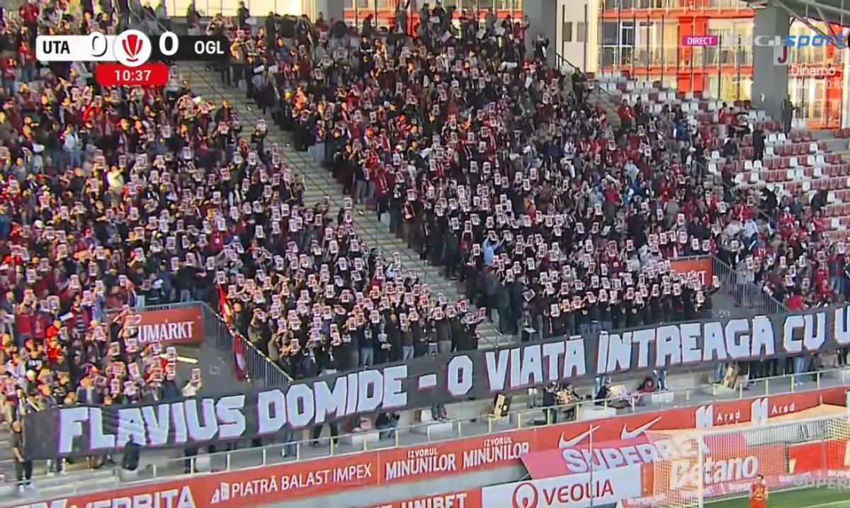 Flavius Domide, omagiat de un stadion întreg » Ce s-a întâmplat în minutul 10 din UTA - Oțelul