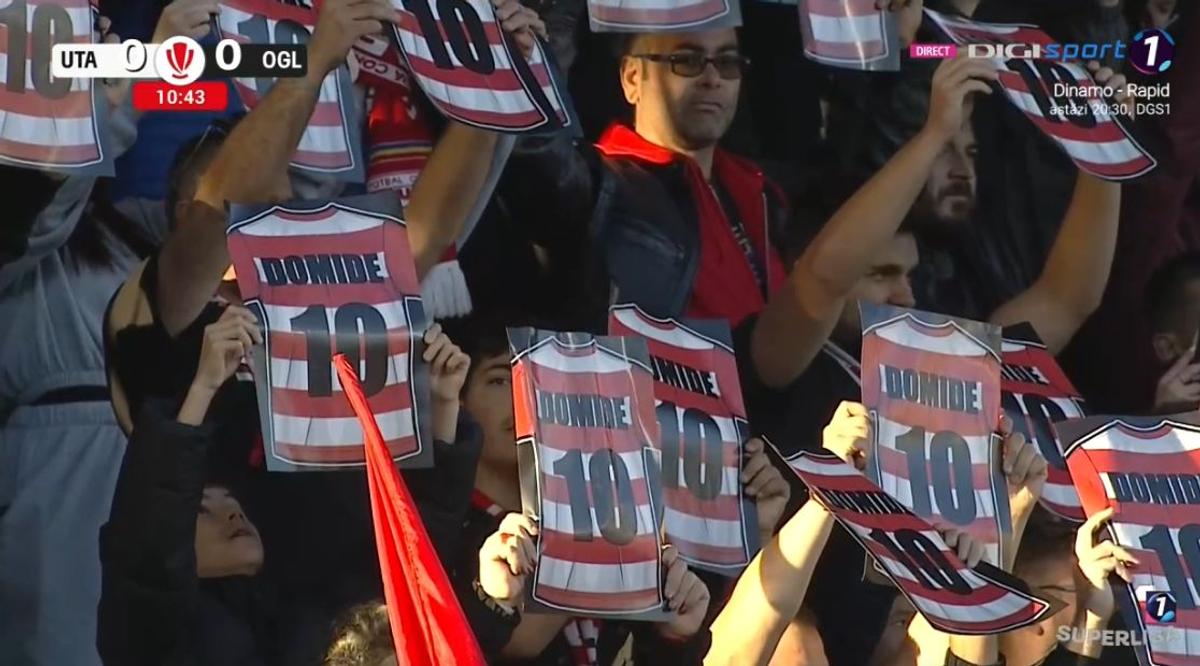 Flavius Domide, omagiat de un stadion întreg » Ce s-a întâmplat în minutul 10 din UTA - Oțelul