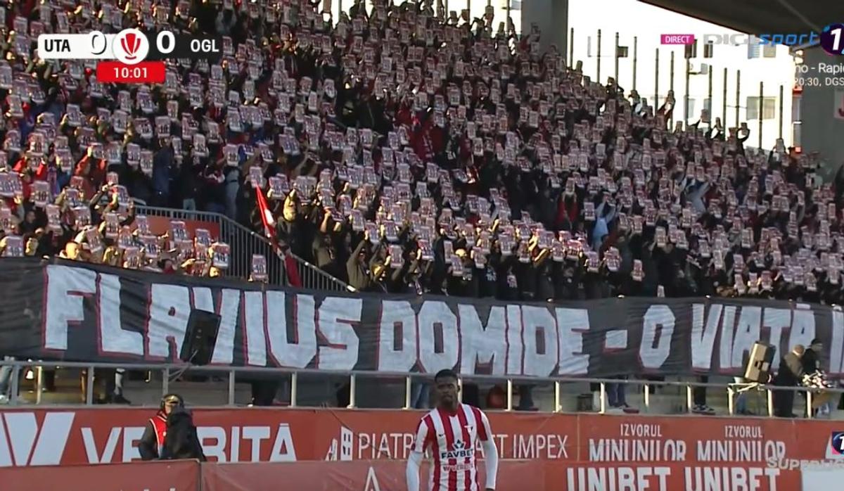 Flavius Domide, omagiat de un stadion întreg » Ce s-a întâmplat în minutul 10 din UTA - Oțelul