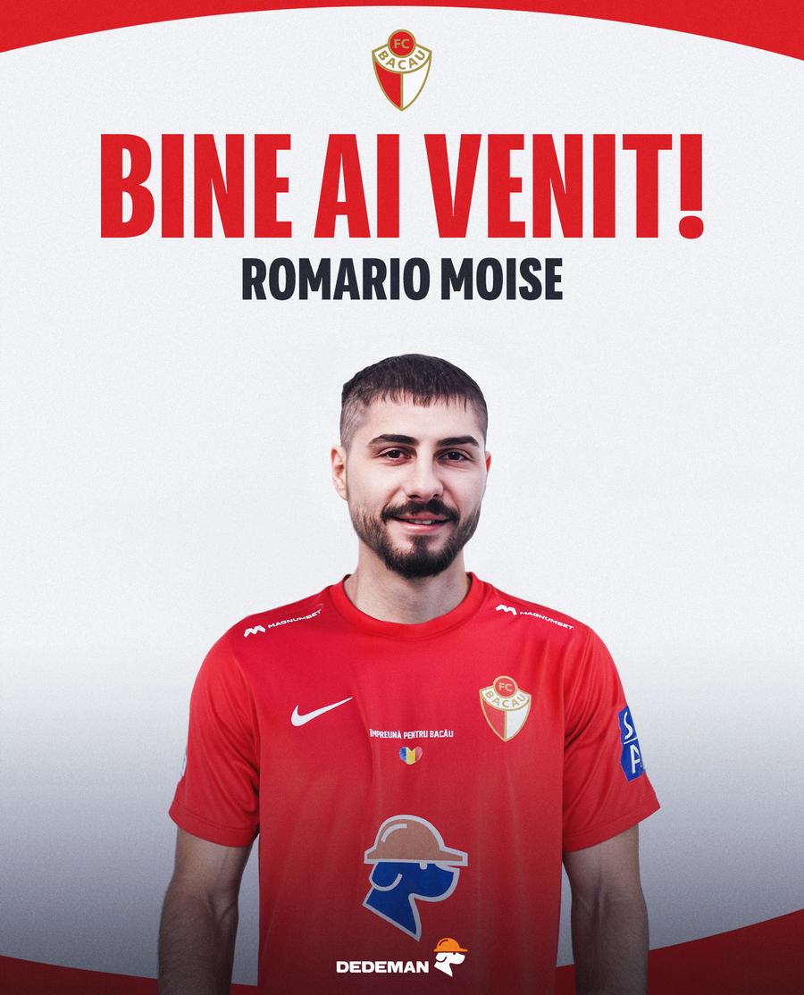 Romario Moise este noul jucător al celor de la FC Bacău // FOTO: Facebook Fostul campion al României a semnat în Liga 2: „Bine ai venit!”