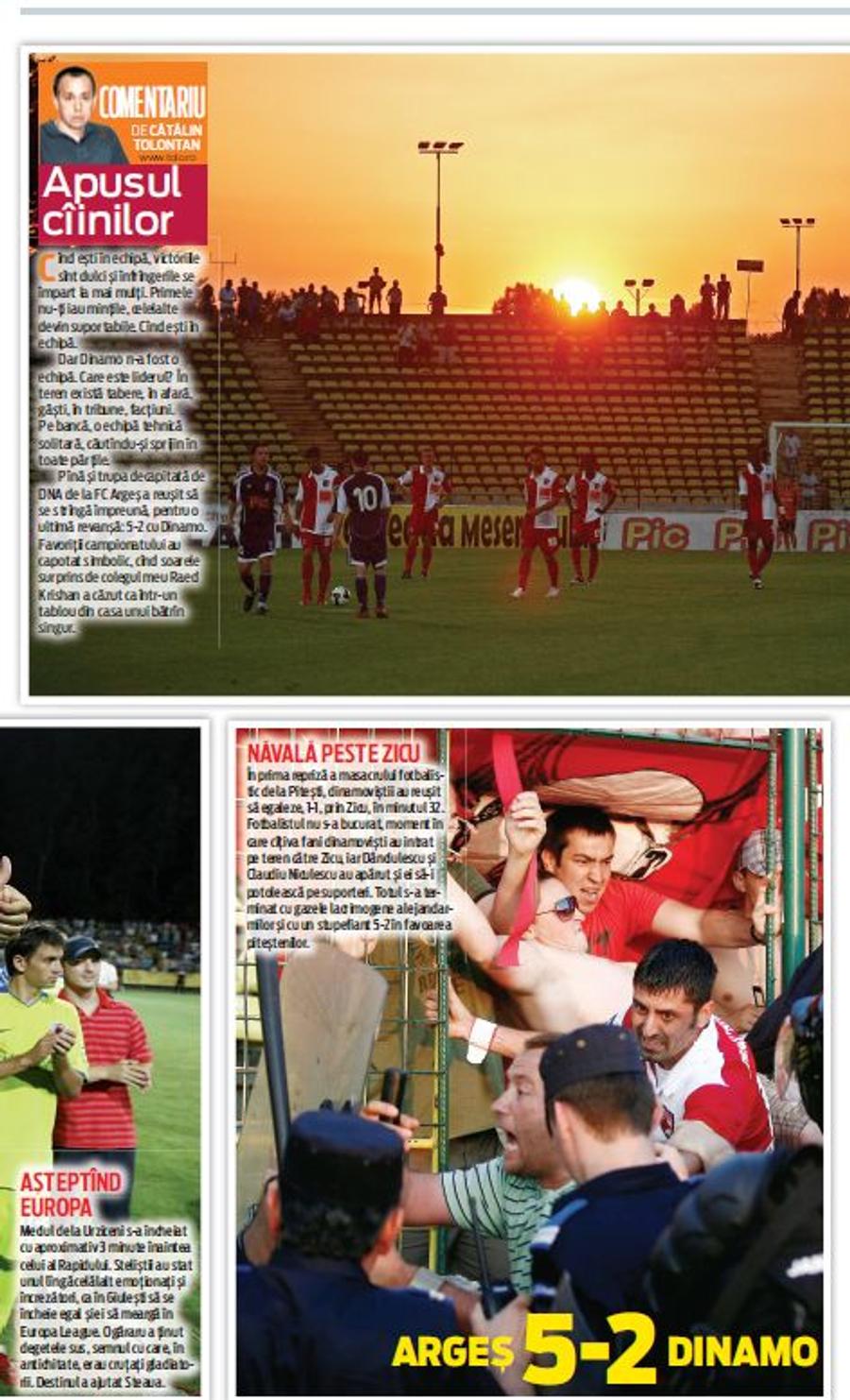 Ce scria Gazeta Sporturilor după incidentele de la Pitești „Eu am fost alergat de 50 de oameni” » Un campion cu Dinamo comentează scandalul dintre Deian Sorescu și ultrași: „De ce s-a dus singur acolo?”
