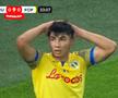 Alexandru Musi (19 ani), mijlocașul Petrolului, a irosit o șansă imensă în minutul 33 al deplasării cu FCU Craiova, la scorul de 0-0.  / FOTO: Captură TV @Digi Sport 1