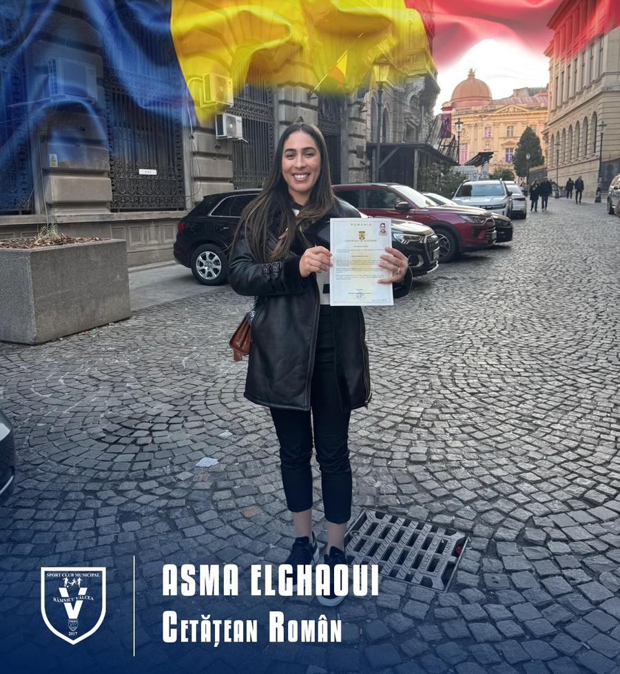 Asma Elghaoui, cetățean român/Foto: Facebook (SCM Râmnicu Vâlcea) Un pivot tunisiano-maghiar a fost naturalizat pentru naționala feminină de handbal a României: „Voi purta tricolorul cu mândrie”