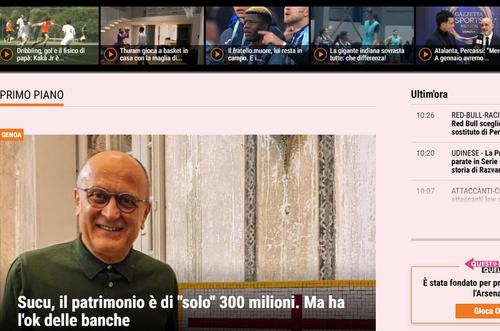Articolul despre Dan Șucu, în deschiderea Gazzettei dello Sport