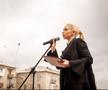 Marina Tauber, deputat din partea partidului „ȘOR”, la protestul de la Chișinău / Sursă foto: Facebook