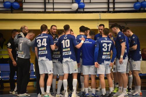 Handbaliștii de la CSM Constanța la un time-out FOTO CSM Constanța Facebook