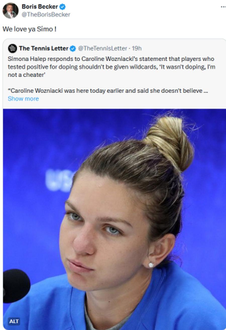 Jucătorul cu 6 titluri de Grand Slam a intervenit în schimbul de replici Halep - Wozniacki