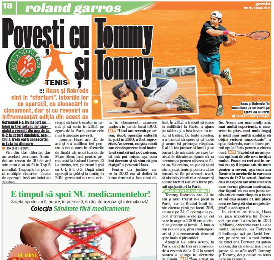 Arhivă / Gazeta Sporturilor i-a dedicat un material special lui Tommy Robredo pentru pacursul de la Roland Garros 2013 Încă un fost jucător de top a spus adio tenisului » Bornele unei cariere remarcabile + 10 meciuri de neuitat