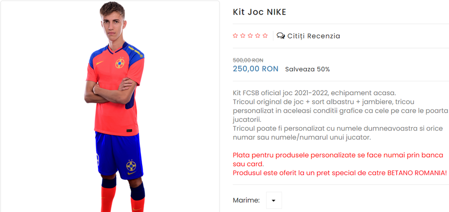 Captură magazinfcsb.ro Marica dezvăluie ce a pățit ca jucător în Liga 1: „M-am dus în magazin să cumpăr un tricou... Era mai scump ca la Barcelona!”