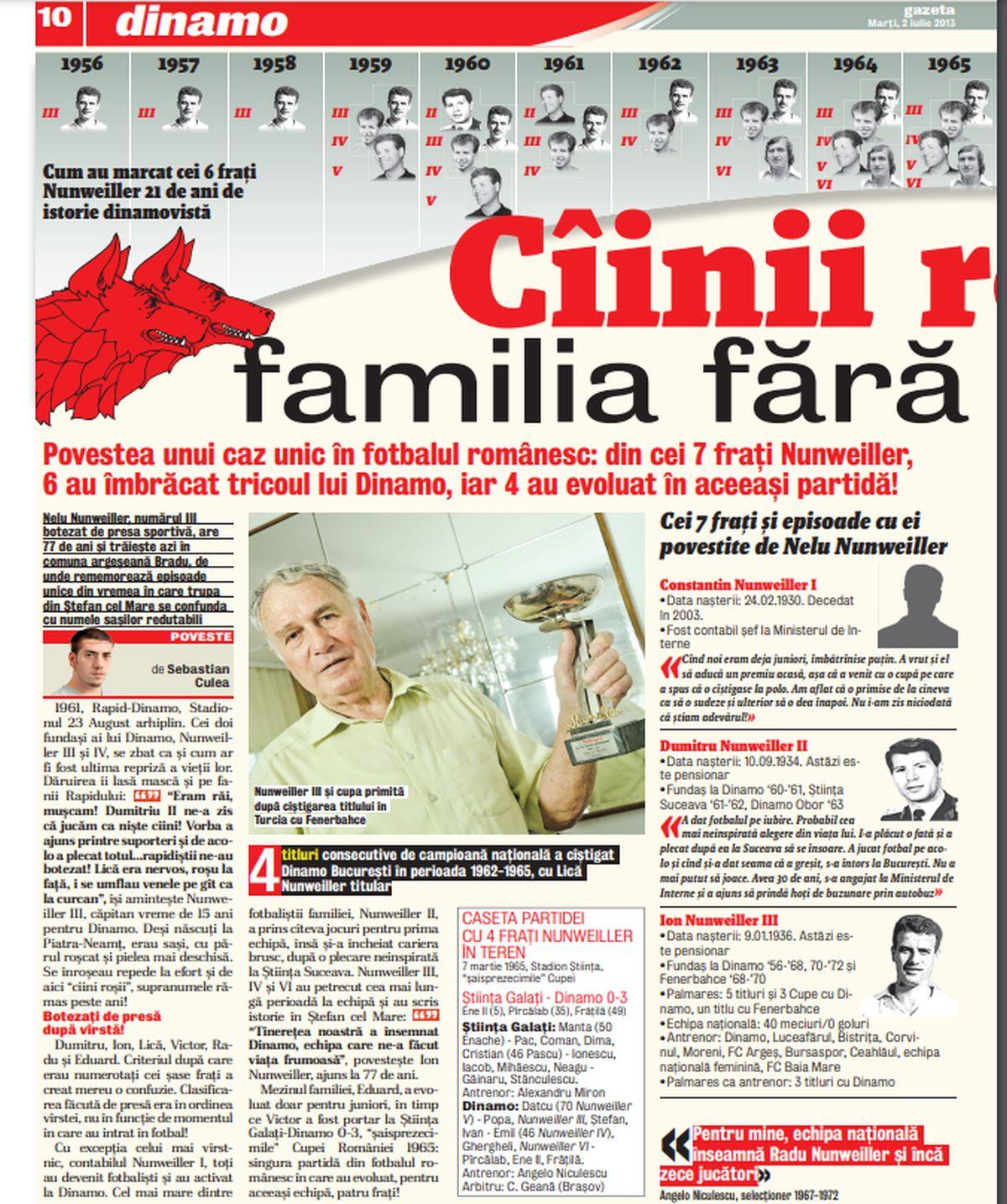 Nunweiller V - s-a mai stins o legendă a fotbalului românesc