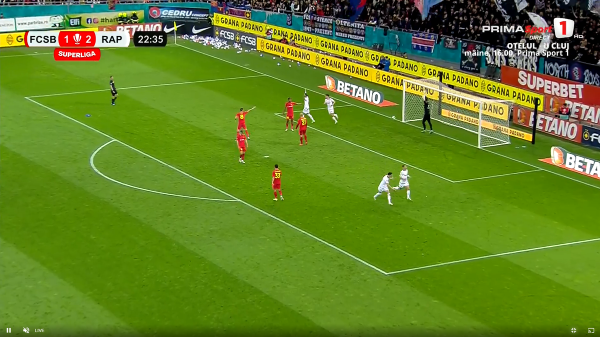 Gol anulat în FCSB - Rapid