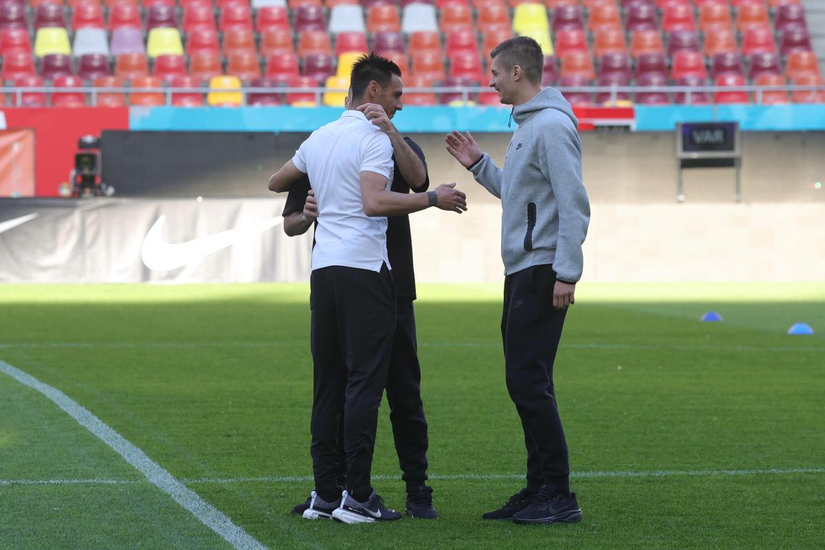 Imagini de la încălzire înainte de FCSB - CFR Cluj