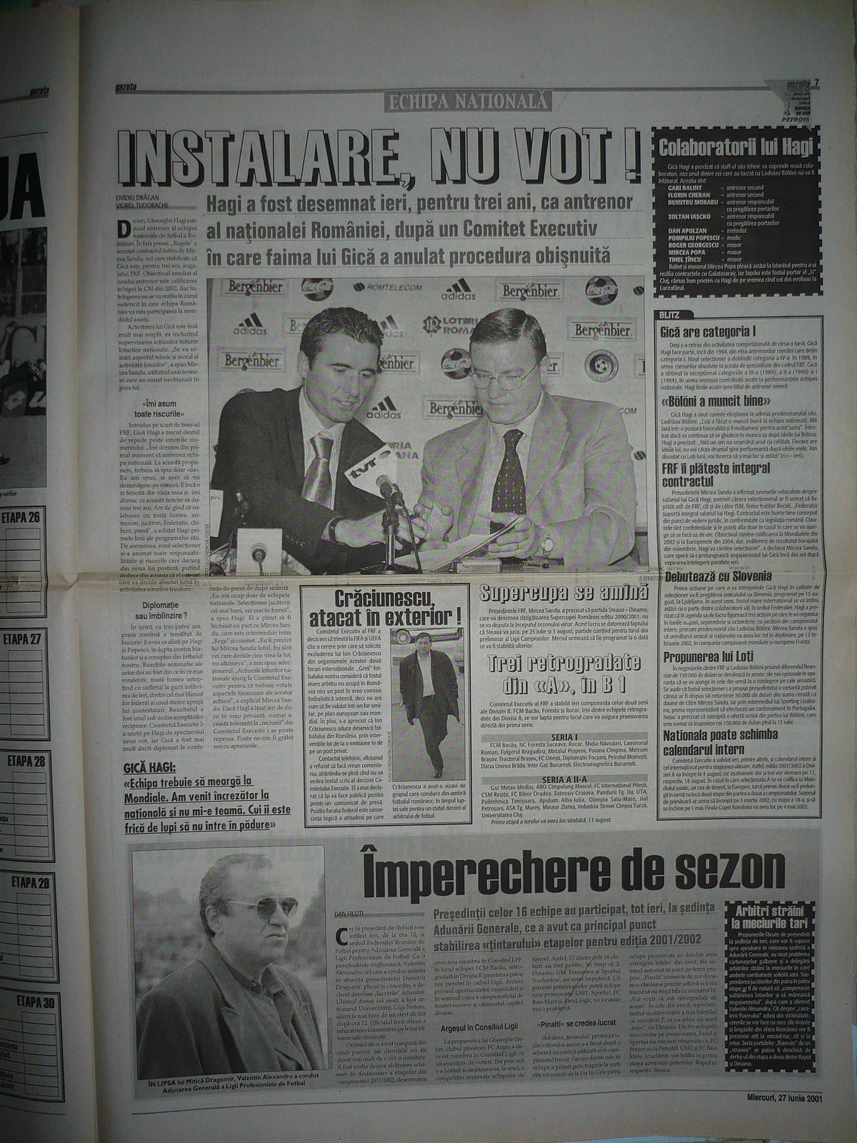 Gică Hagi, selecționer în 2001 - imagini cu „Regele” dintr-o epocă dispărută astăzi