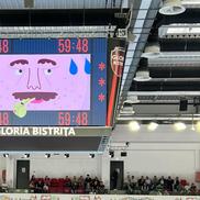 Video educativ difuzat pe cubul TeraPlast Arena, înainte și la pauza meciului Gloria Bistrița - Brest