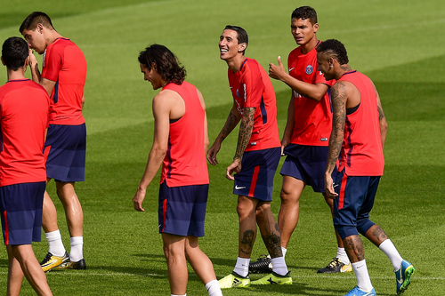 Thiago Silva, lângă Di Maria și Neymar. Foto: Imago
