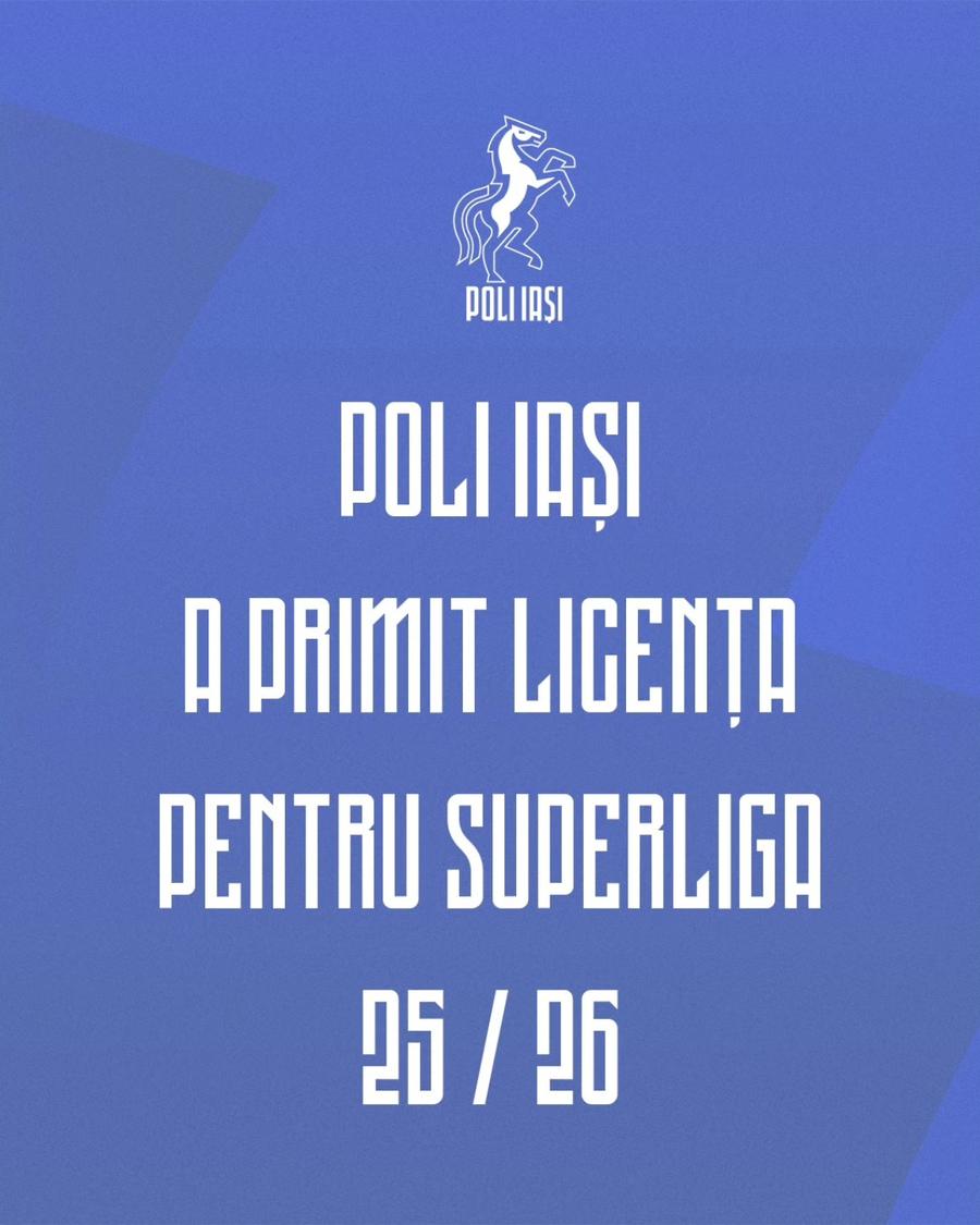 Poli Iași a primit licența de Superliga, foto: Facebook @FC Politehnica Iași Clubul din Superliga a luat licența! Singura condiție pentru a evita colapsul sportiv