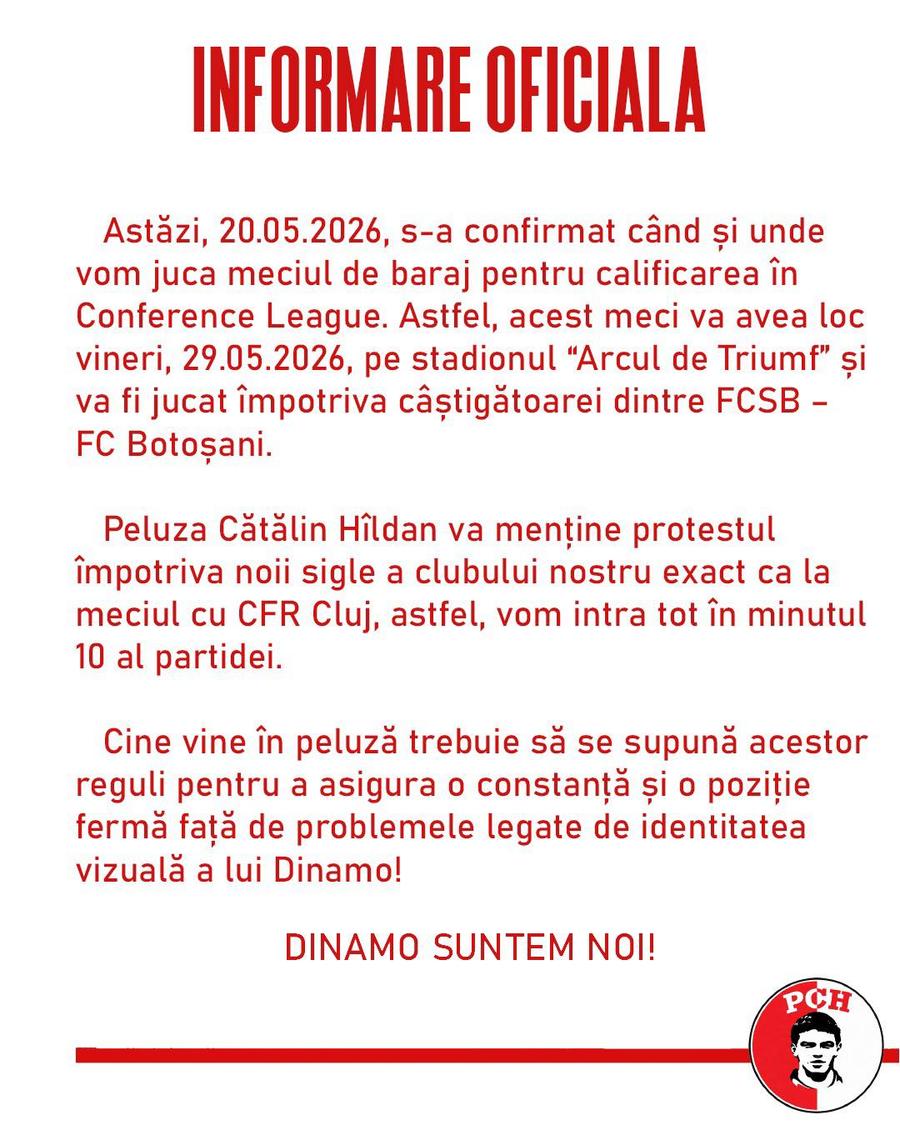 Peluza Cătălin Hîldan continuă protestul: „Trebuie să se supună!”