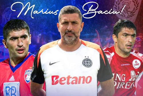 Imaginea cu care a fost prezentat Marius Baciu ca antrenor la FCSB