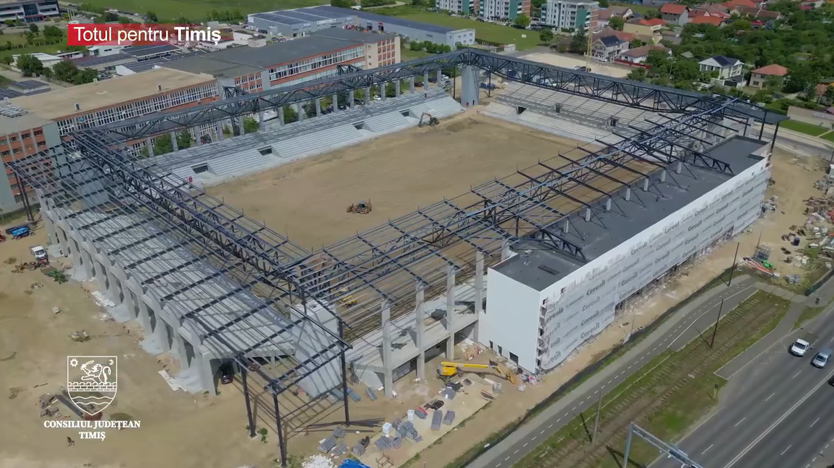 Stadiul lucrărilor la Stadionul Eroii Timișoarei - aprilie 2026