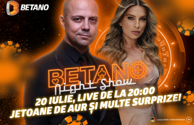 Nu rata ultimul episod Betano Night Show din acest sezon! Distrează-te alături de Dan Badea și de Ana Baniciu și câștigă 5 Jetoane de Aur!