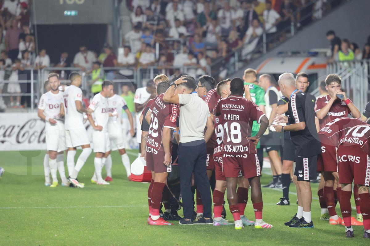 Tobias Christensen și Alex Dobre au intrat în conflict în meciul dintre Rapid și CFR Cluj. Foto: Ionuț Iordache GSP
