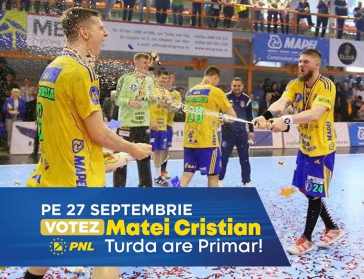 FOTO Jucătorii de la Potaissa Turda, campanie pentru candidatul PNL la primărie