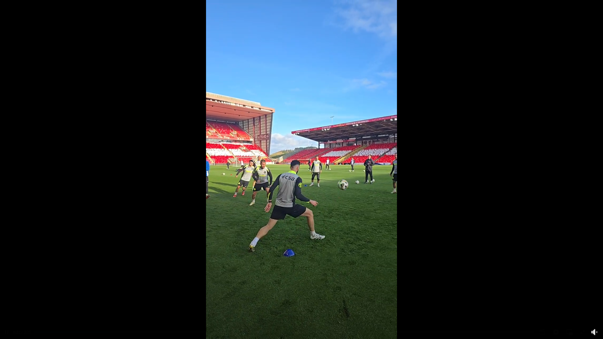 FCSB s-a antrenat pe Pittodrie Stadium, cu scenografia celor de la Aberdeen pregătită