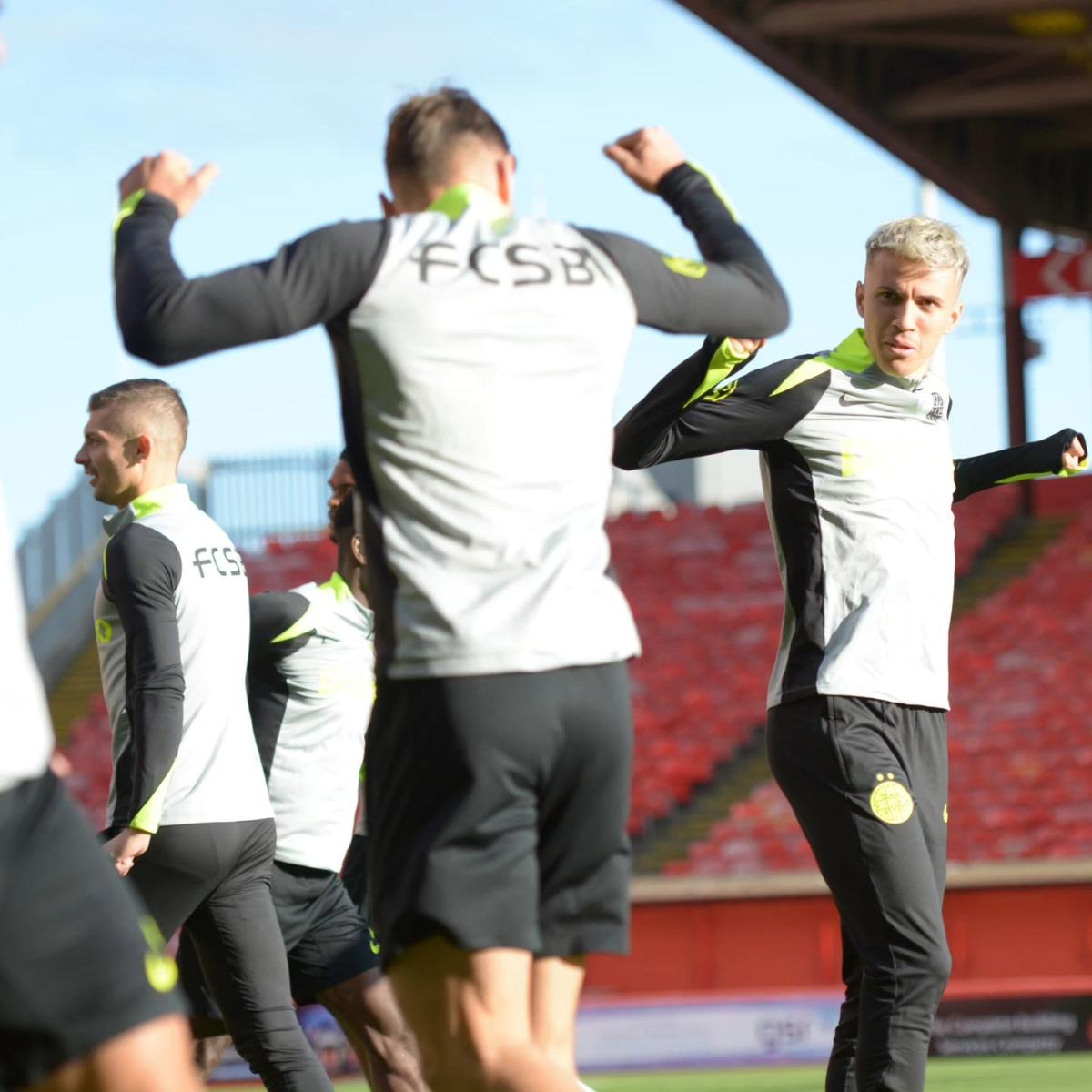 FCSB s-a antrenat pe Pittodrie Stadium, cu scenografia celor de la Aberdeen pregătită