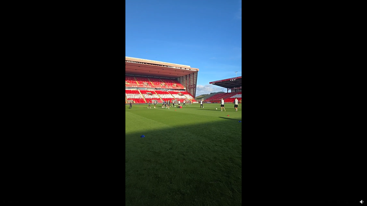 FCSB s-a antrenat pe Pittodrie Stadium, cu scenografia celor de la Aberdeen pregătită