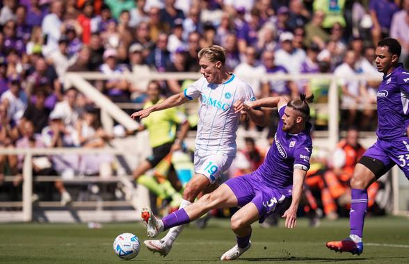 Notele italienilor pentru Radu Drăgușin în Fiorentina - Napoli: „Un gigant, prestație fantastică” vs „Amețit în careu”