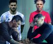 Cristiano și Messi urmăriți de marii lor admiratori, vloggerul „Speed”, respectiv Rodrigo de Paul, coechipierul din naționala Argentinei