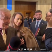 Gigi Becali a luat microfonul unui reporter în Parlamentul României, foto: captură video Antena 1