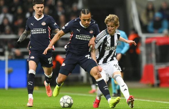 PSV, surclasată de Newcastle! Dennis Man a fost schimbat în minutul 62