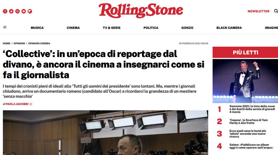 Tradiția și viitorul jurnalismului sunt dezbătute și în ediția milaneză a revistei Rolling Stone Ziarele din Italia scriu că „într-o epocă a reportajelor de pe canapea”, investigațiile „Gazetei Sporturilor din România” reconfirmă valoarea presei