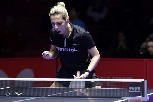 Eliza Samara după un punct câștigat FOTO ITTF