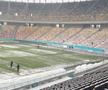 Gazonul Arenei Naționale, acoperit de zăpadă în ziua meciului Rapid - Dinamo