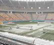 Gazonul Arenei Naționale, acoperit de zăpadă în ziua meciului Rapid - Dinamo