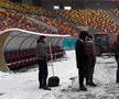 Gazonul Arenei Naționale, acoperit de zăpadă în ziua meciului Rapid - Dinamo