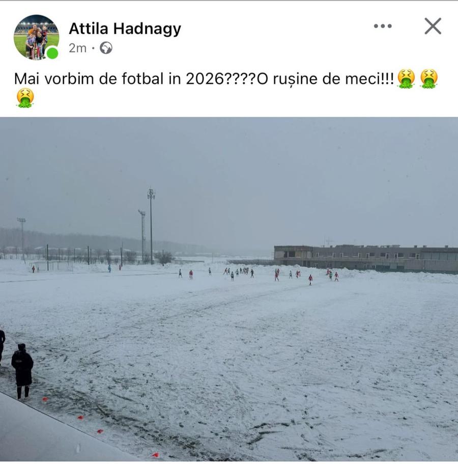 „Iadul alb” în Liga 2! S-a jucat pe zăpadă, în condiții uluitoare » Partida a fost și întreruptă: „O RUȘINE”