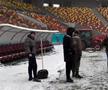 Gazonul Arenei Naționale, acoperit de zăpadă în ziua meciului Rapid - Dinamo