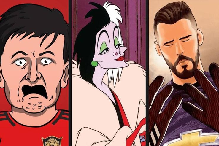 Caricaturi cu Maguire, Cuella și David De Gea