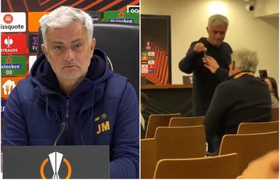 Jose Mourinho și-a întrerupt conferința pentru a-i da unui ziarist olandez un breloc cu trofeul Conference League