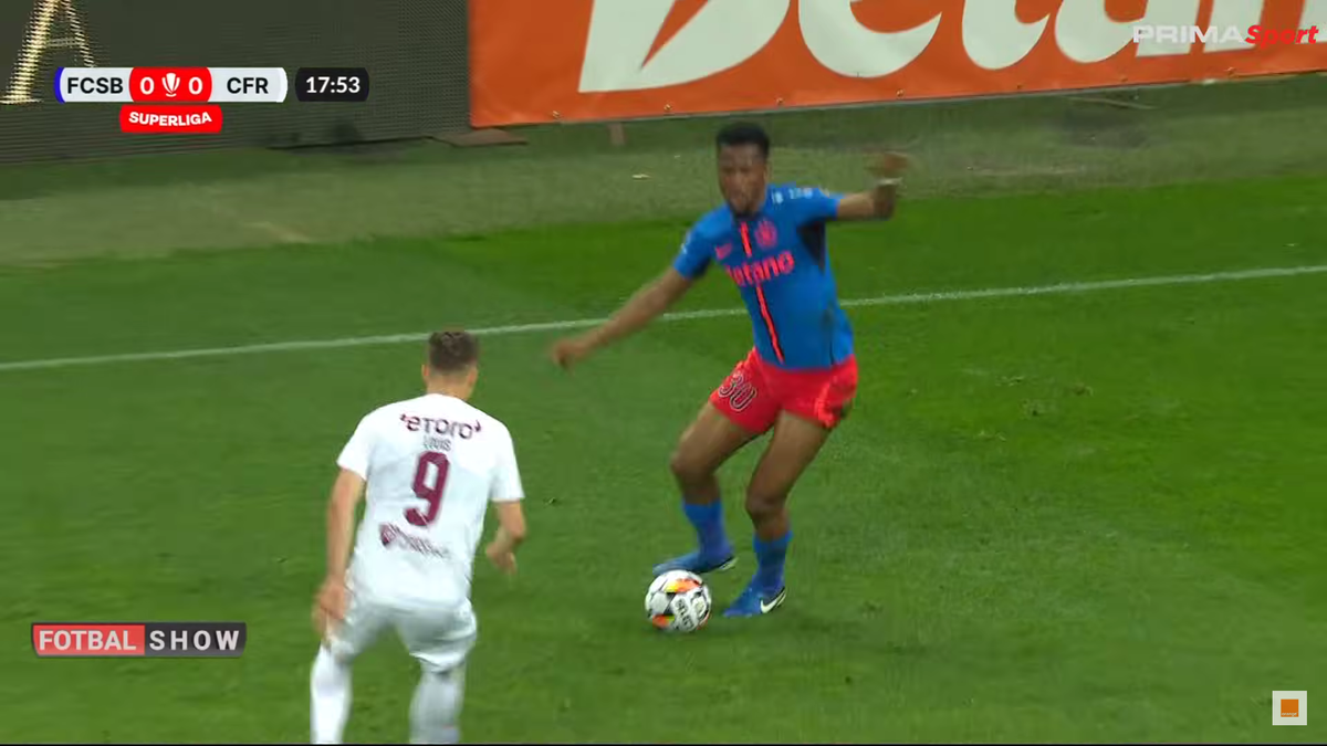 faza reușită de Ngezana în FCSB - CFR Cluj