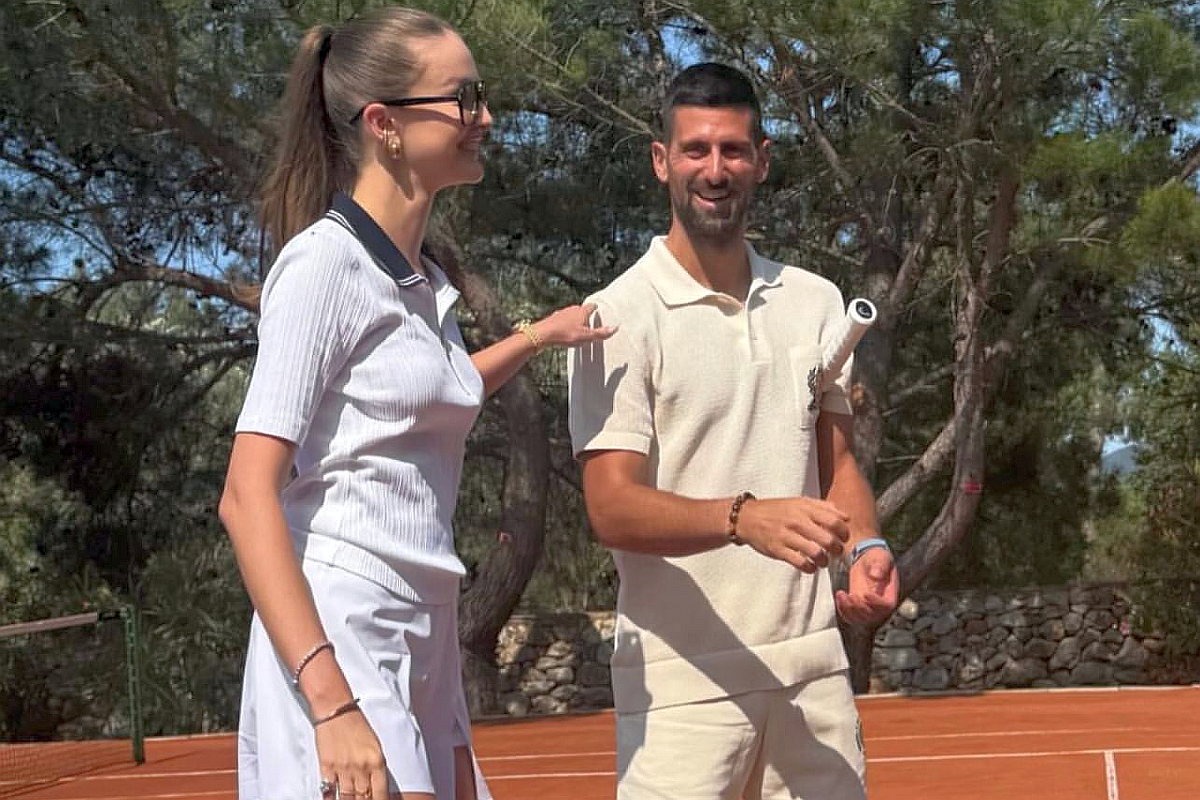 Novak Djokovic a jucat tenis cu fotomodelul Kristina Romanova. Foto: Instagram