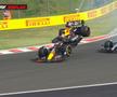 Incidentul dintre Max Verstappen și Lewis Hamilton din MP al Ungariei. Foto: Captură AO Vivo