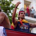 Ferran Torres a celebrat pe străzile din Madrid cu colegii din naționala Spaniei titlul mondial cucerit în fața Argentinei / Foto: Imago