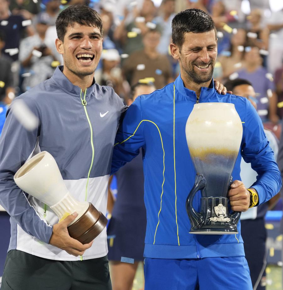 Carlos Alcaraz și Novak Djokovic, după finala Cincinnati Open Victorie împotriva Istoriei