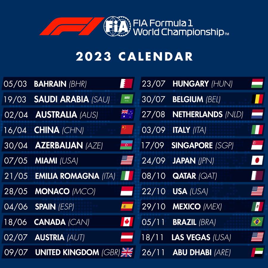 Calendarul F1 în 2023 // foto: Twitter @ fia Calendarul Formula 1 în 2023: trei locații noi față de acest an și cel mai mare număr de curse din istorie!
